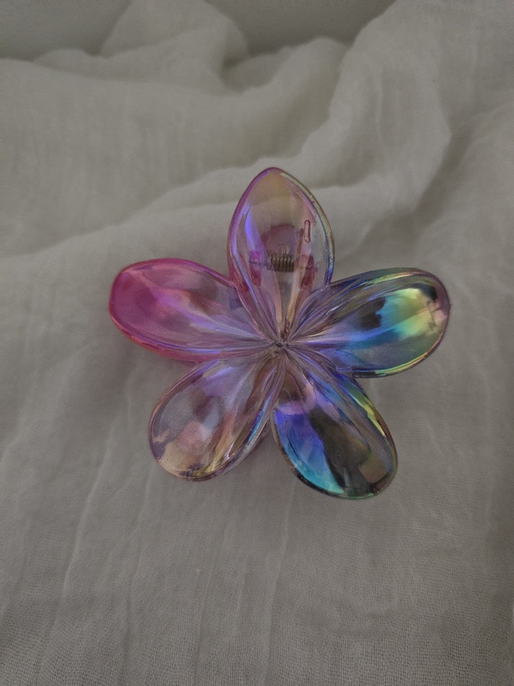 Iridescent Plumeria Flower Hair Claw Clip